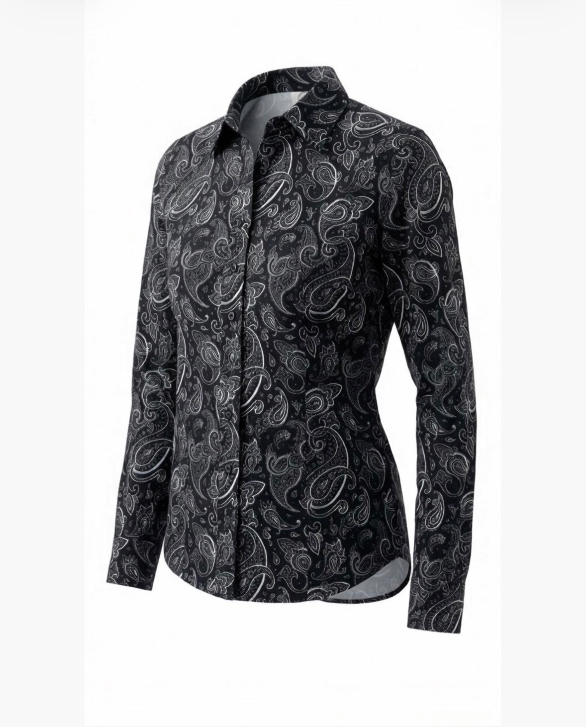 Black Paisley Easy Care Button Up