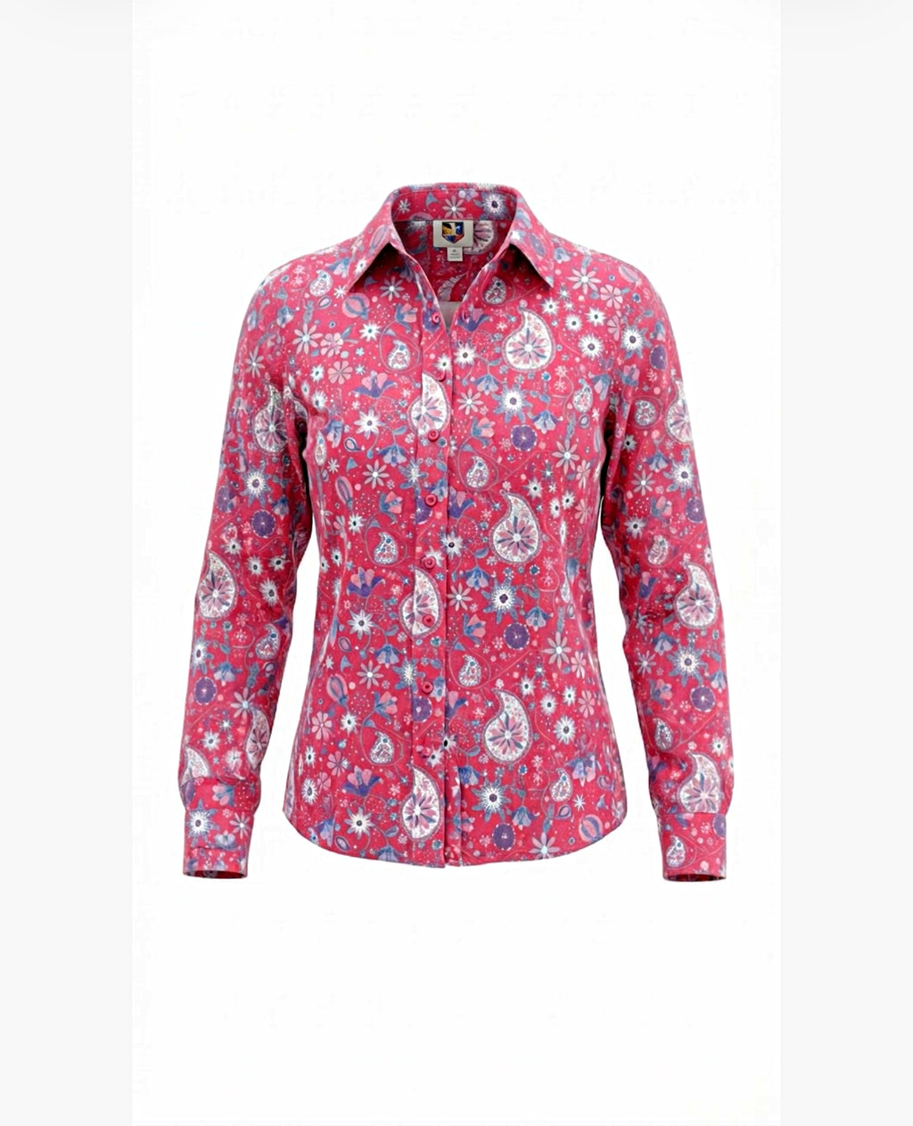 Blush Bloom Easy Care Button Up with Mesh
