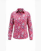 Blush Bloom Easy Care Button Up with Mesh