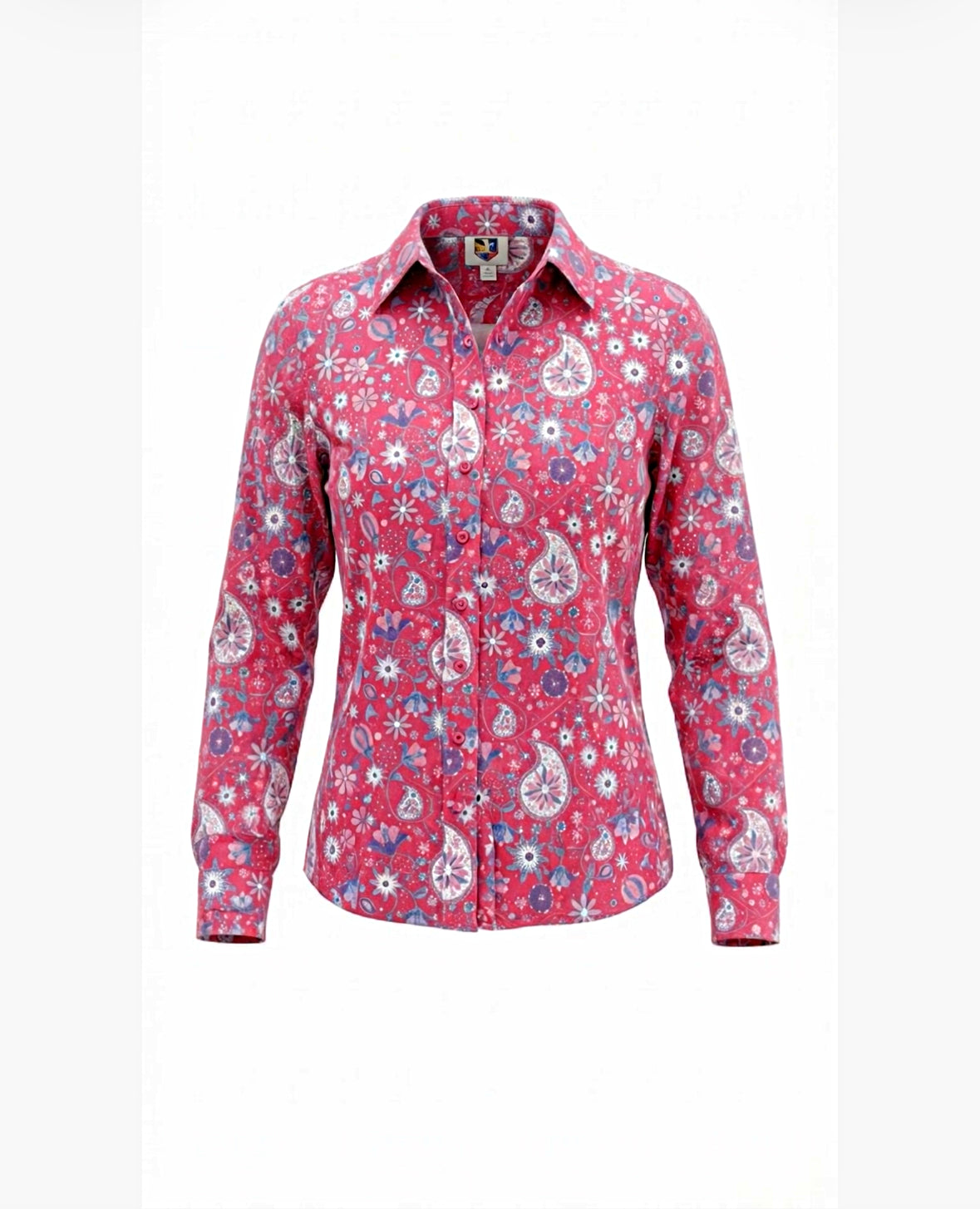 Blush Bloom Easy Care Button Up with Mesh