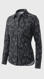 Black Paisley Easy Care Button Up