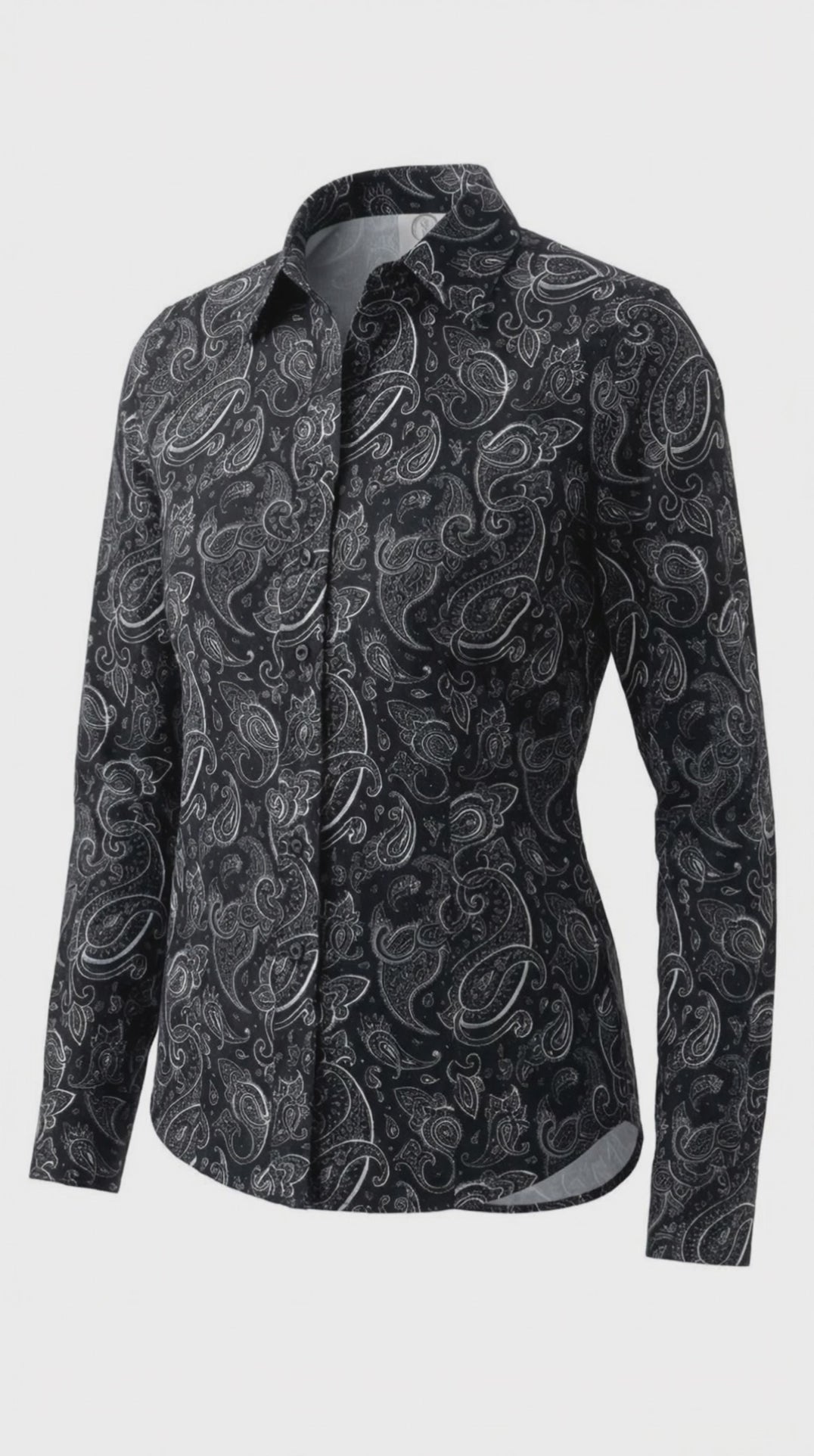 Black Paisley Easy Care Button Up